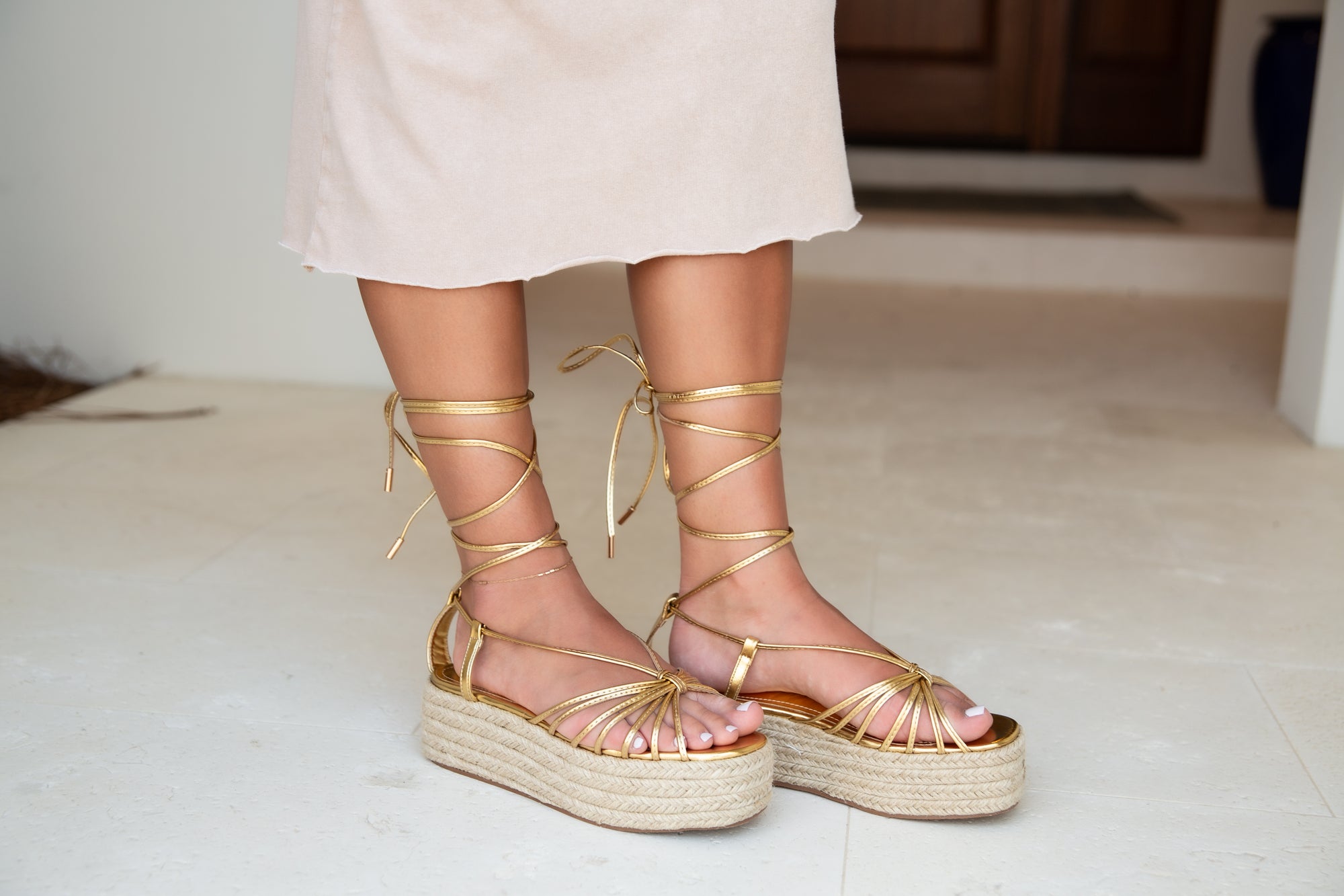Gold Wrap Platform Sandal