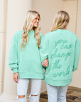 Southern Shirt Co. Women's Happy Thoughts Puff Print Sweatshirt - Aloe