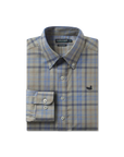 Southern Marsh Barnstable Lines Performance Dress Shirt - Light Gray & Royal Blue