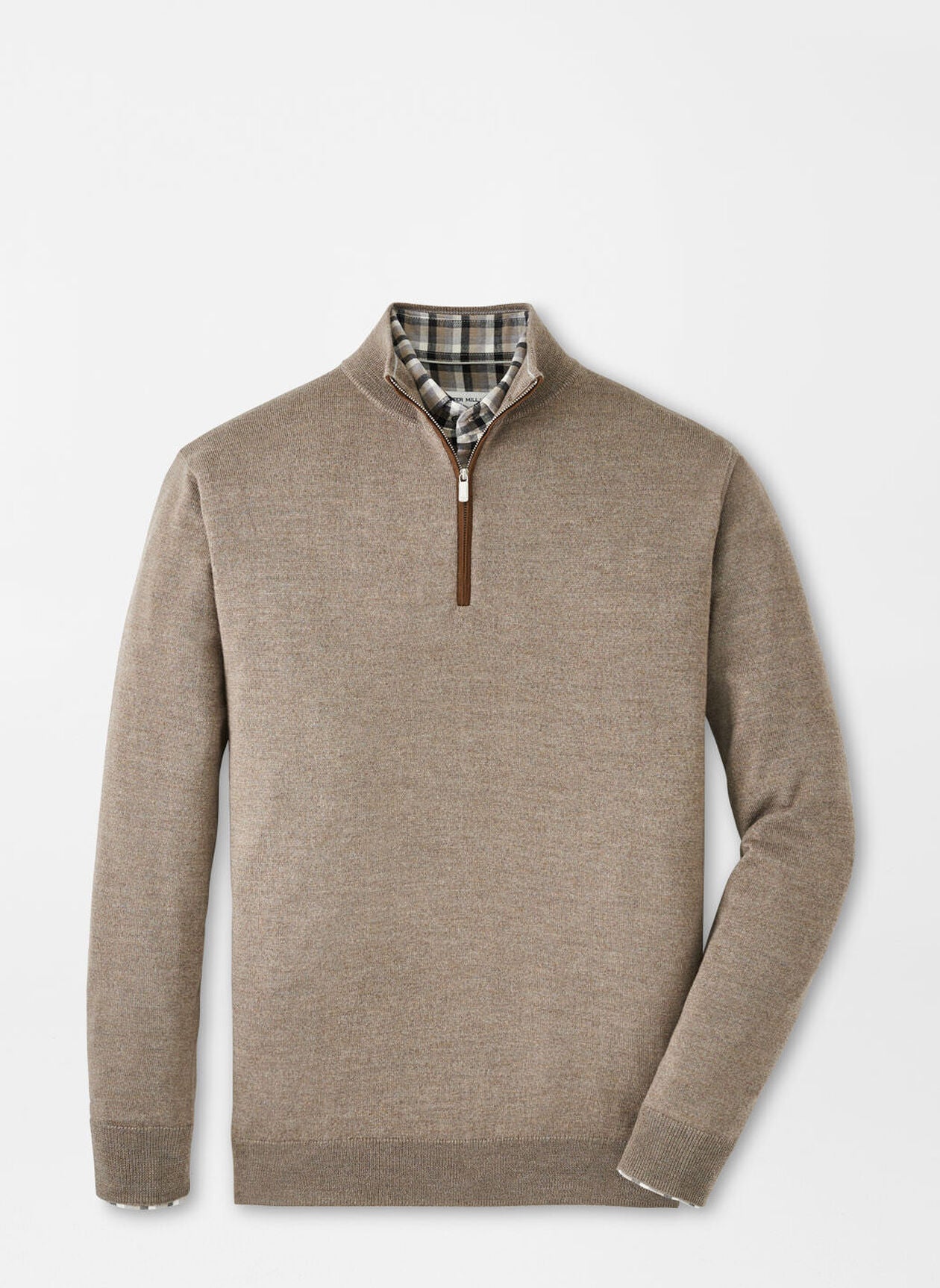 Peter Millar Autumn Crest Suede Trim Quarter-Zip - Irish Cream