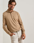 Peter Millar Lyons Stripe Performance Jersey Long-Sleeve Polo - Dark Amber
