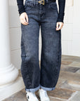 Washed Black Barrel Jeans