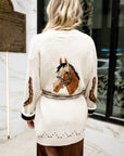 Western Horse Belted Cardigan