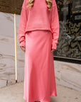 Satin Maxi Skirt - Taffy Pink