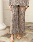 Washed Leopard Print Wide-Leg Drawstring Pants