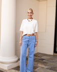 Straight Leg Jeans With Front Pocket Detail
