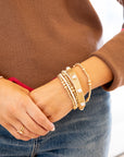 Ribbed Stretch Bracelet with Pearl Studded Accent