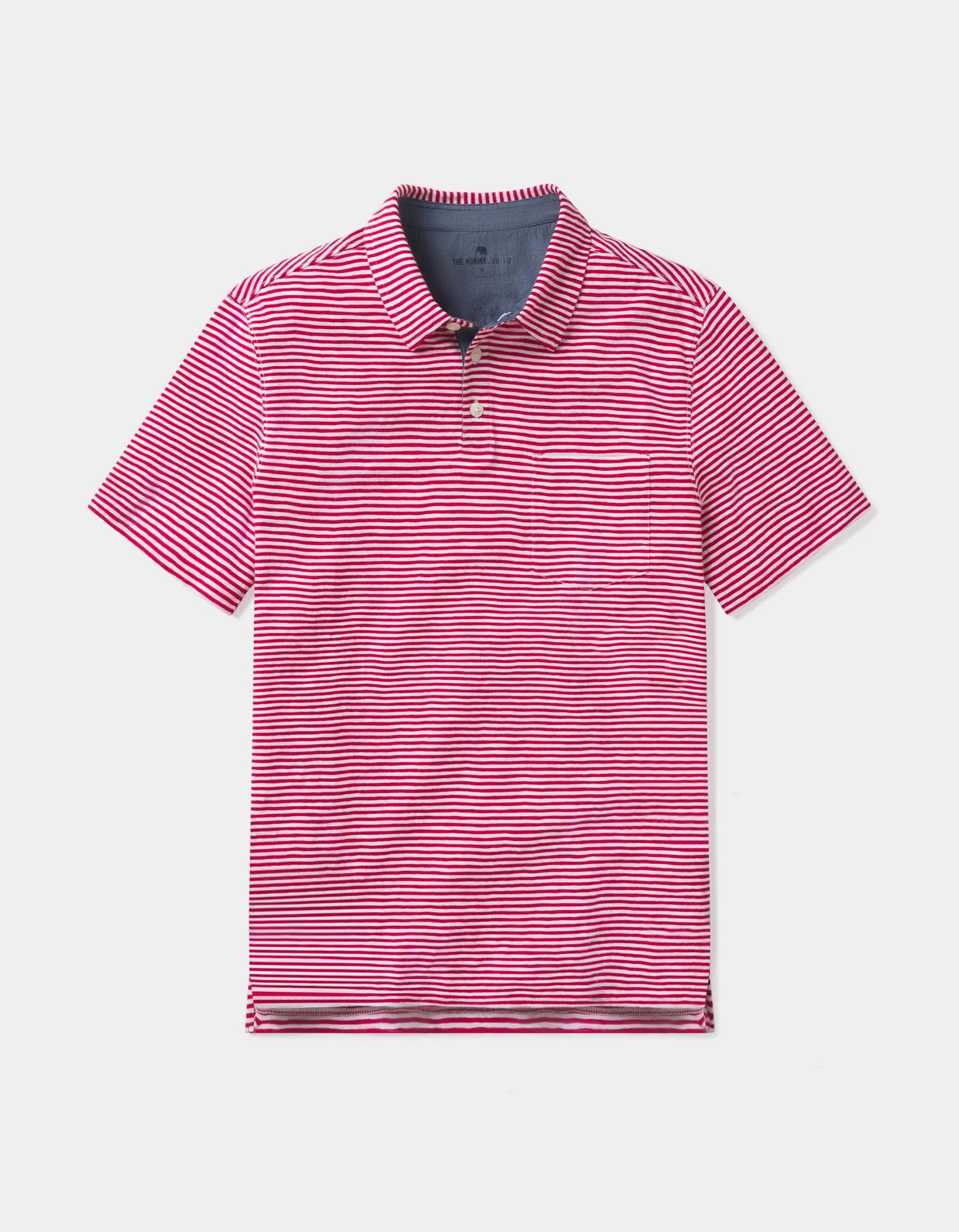 The Normal Brand Vintage Slub Pocket Polo - Crimson Stripe