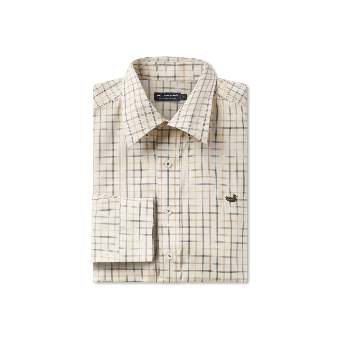 Southern Marsh Chateau Windowpane Dress Shirt - Oatmeal & Stone