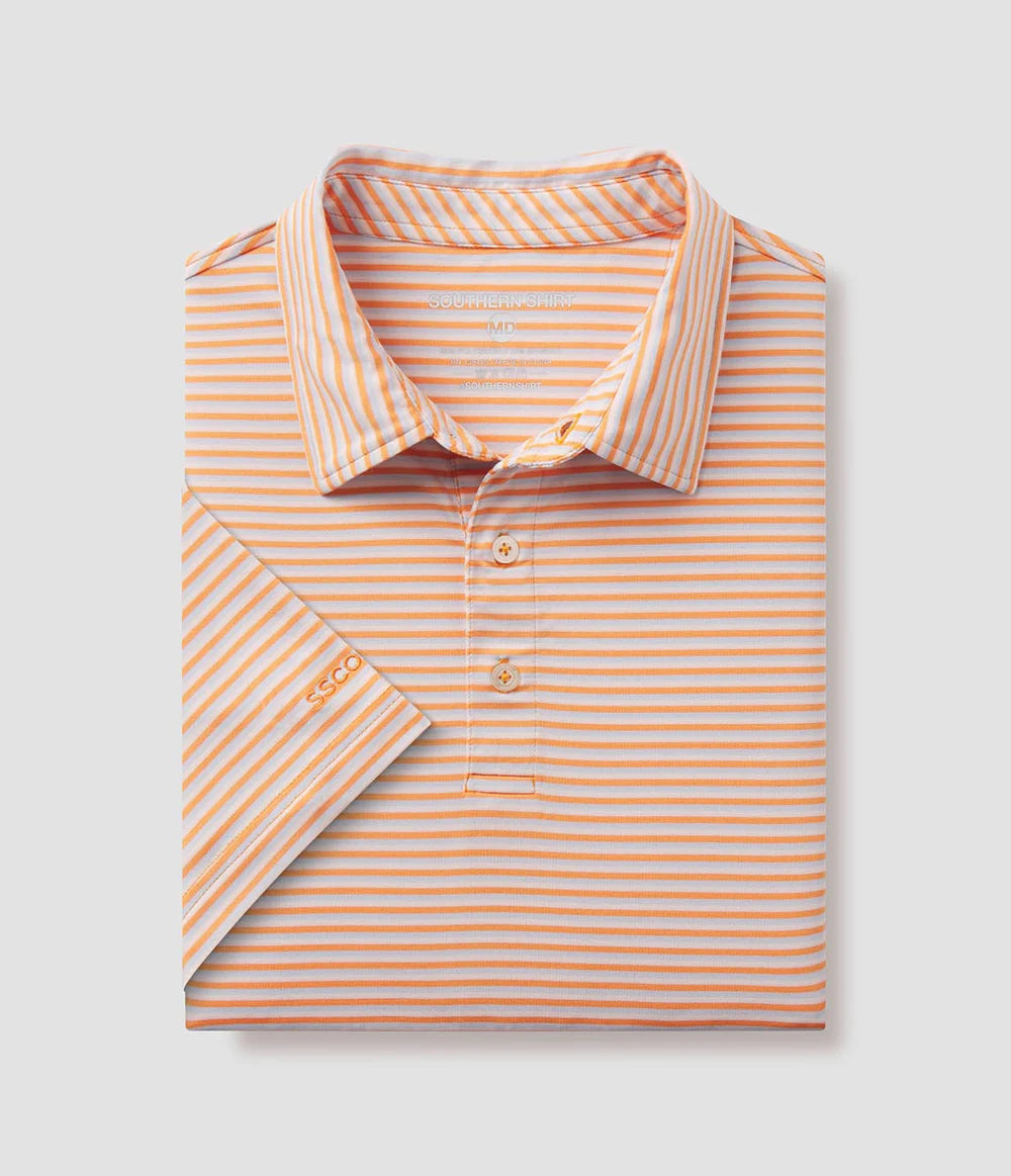 Southern Shirt Co. Bluffton Striped Polo - Cantaloupe