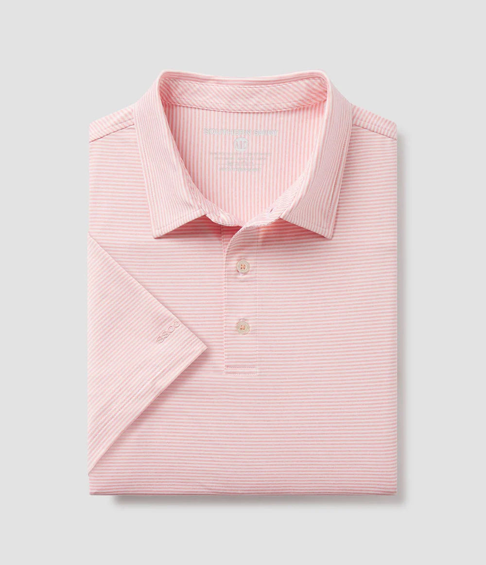 Southern Shirt Co. Heather Madison Stripe Polo - Conch Shell