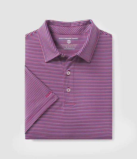 Southern Shirt Co. Largo Stripe Polo - Red Bright and Blue