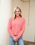 Elisa Cardigan - Red & Beige