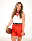 Red Leather Shorts