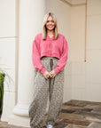 Red Washed Terry Cardigan
