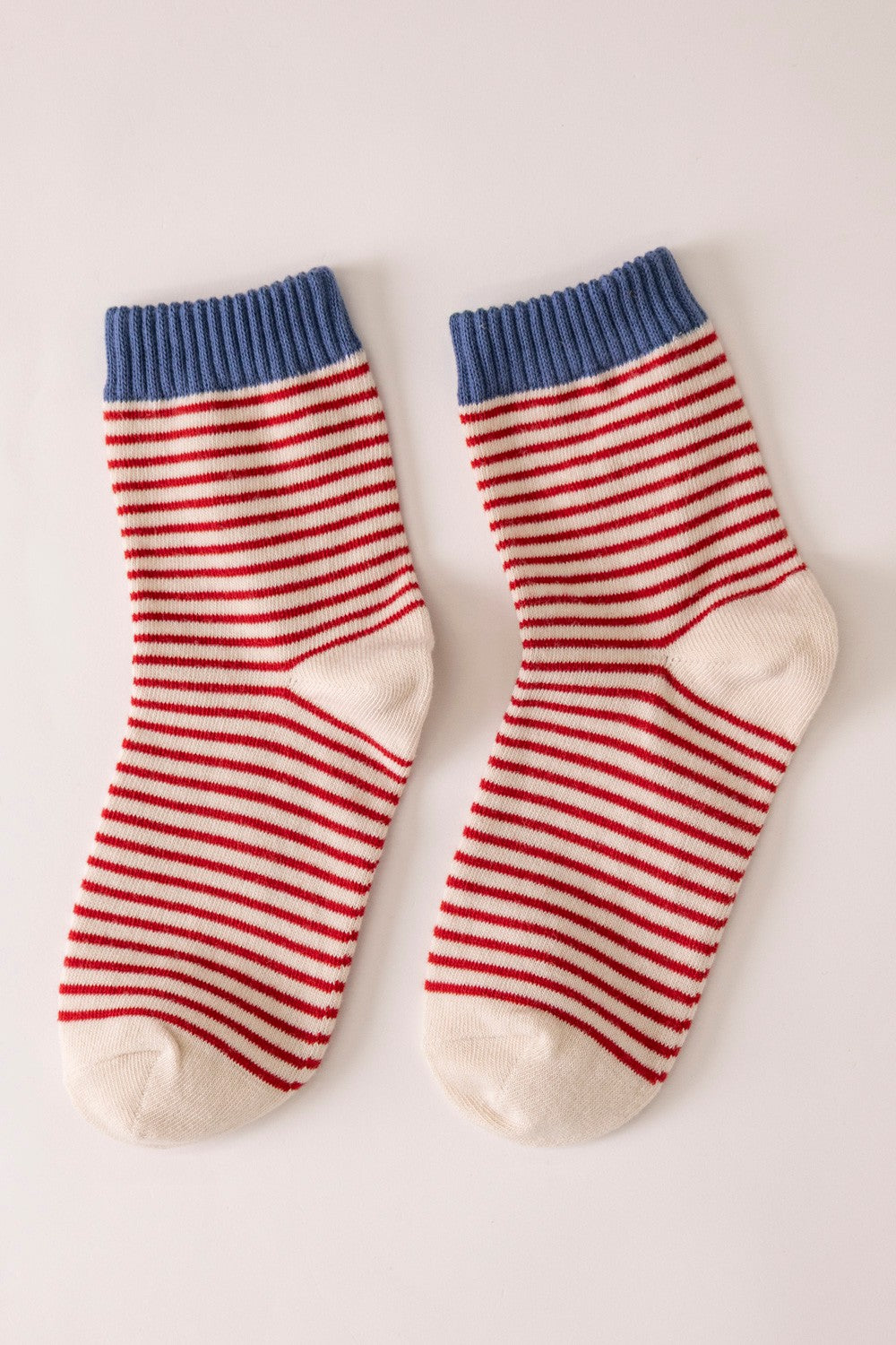 Striped Ankle Crew Socks - Red