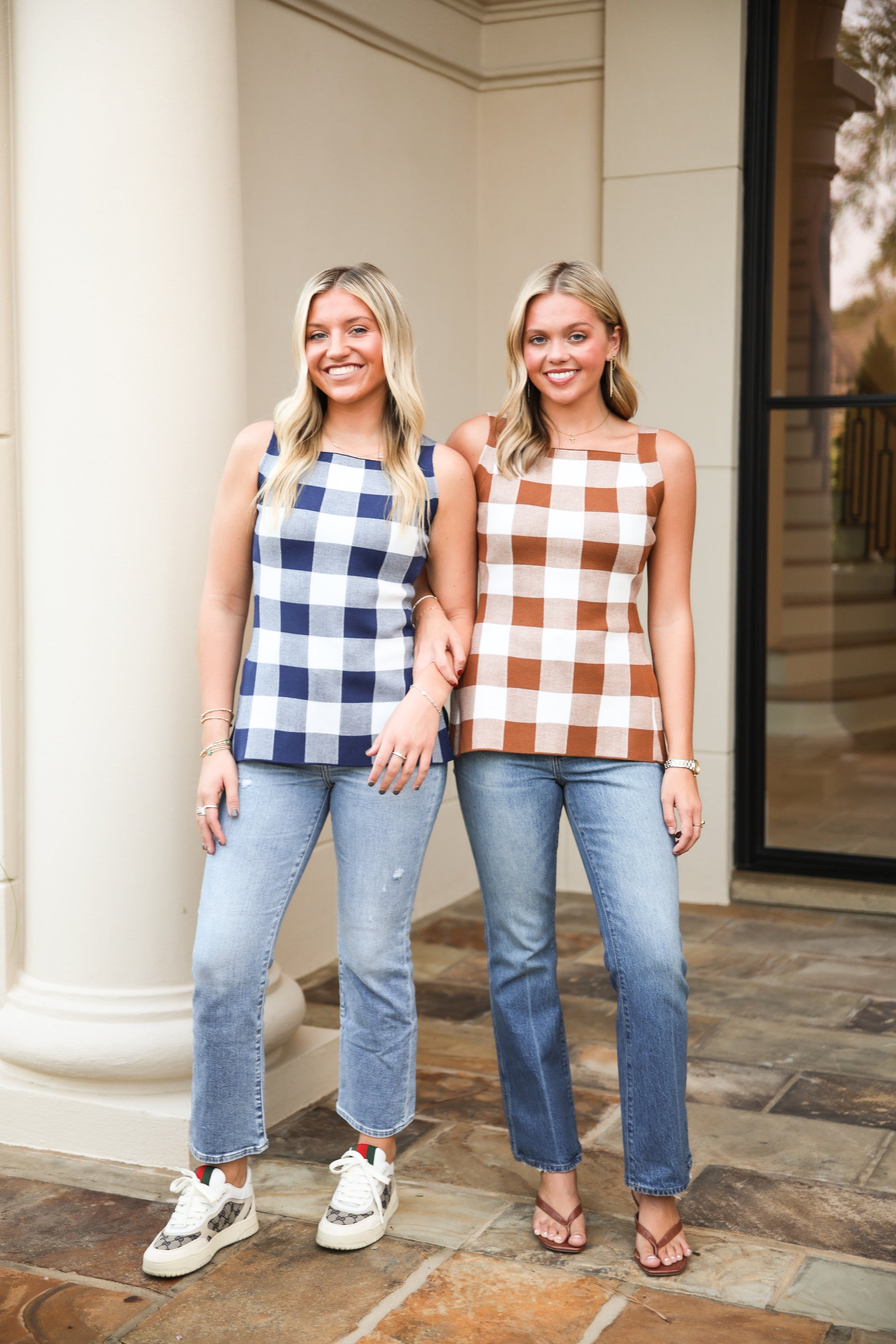 Gingham Top - Navy
