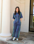 Plaid Pleated Jumpsuit