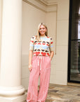 Parachute Pants - Berry Red Stripe