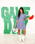 Pleated Mini Dress - Navy