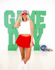 Mid Rise Skort - Red