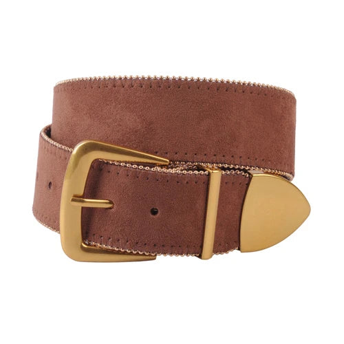 Zipper Lined Belt with Gold Hardware