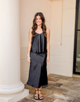 Satin Skirt Set - Black