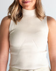 Ribbed Mockneck Tank - Beige