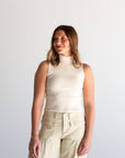 Ribbed Mockneck Tank - Beige