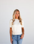 Short Sleeve Sweater - Cream