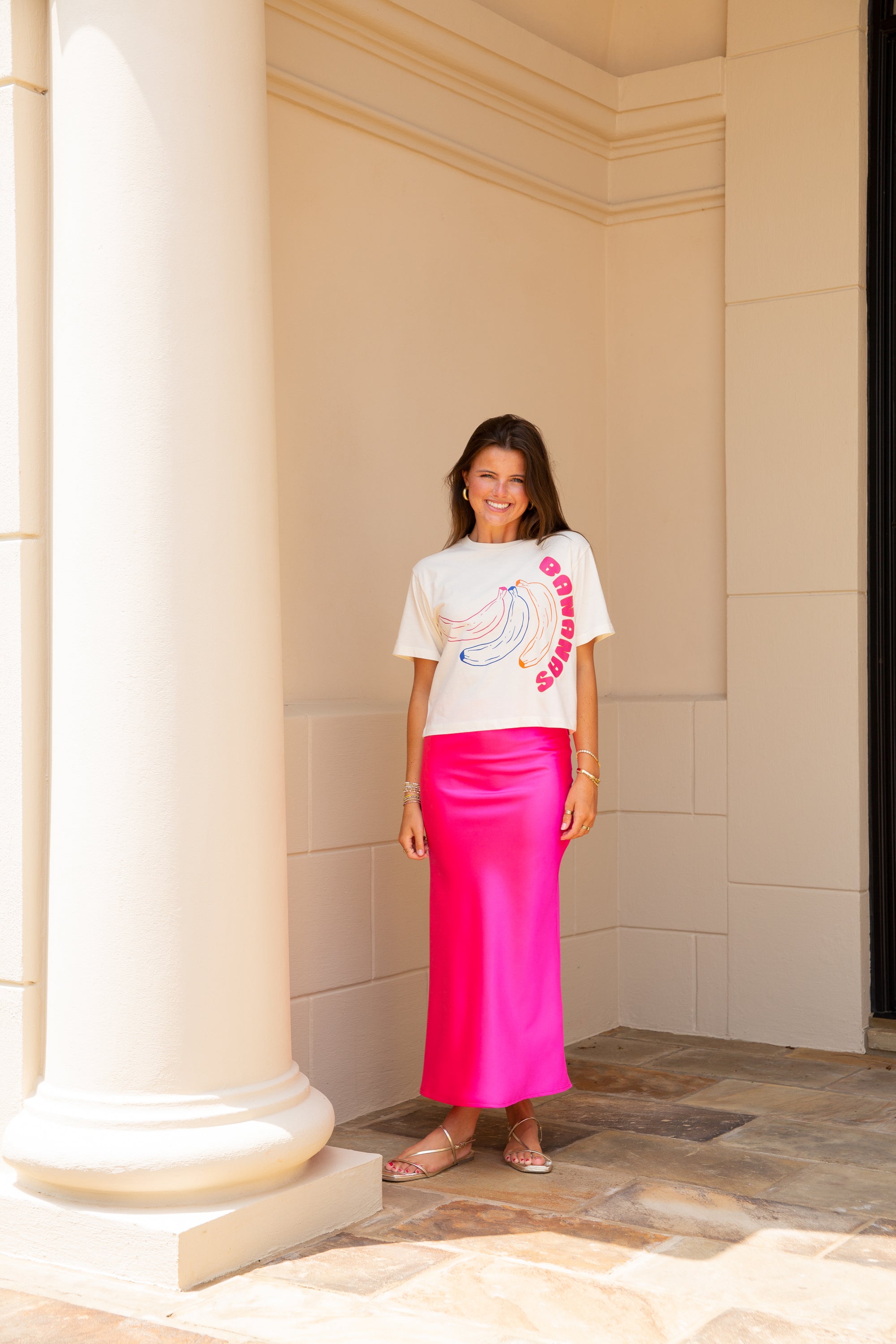 Hot Pink Midi Skirt