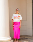 Hot Pink Midi Skirt