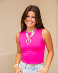 Floral Scarf Necklace - Gold Heart