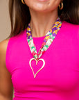 Floral Scarf Necklace - Gold Heart