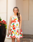 Cream Floral Mini Dress