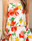 Cream Floral Mini Dress