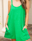 Mineral Washed Dress - Green