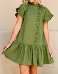 Rowan Ruffle Dress - Olive