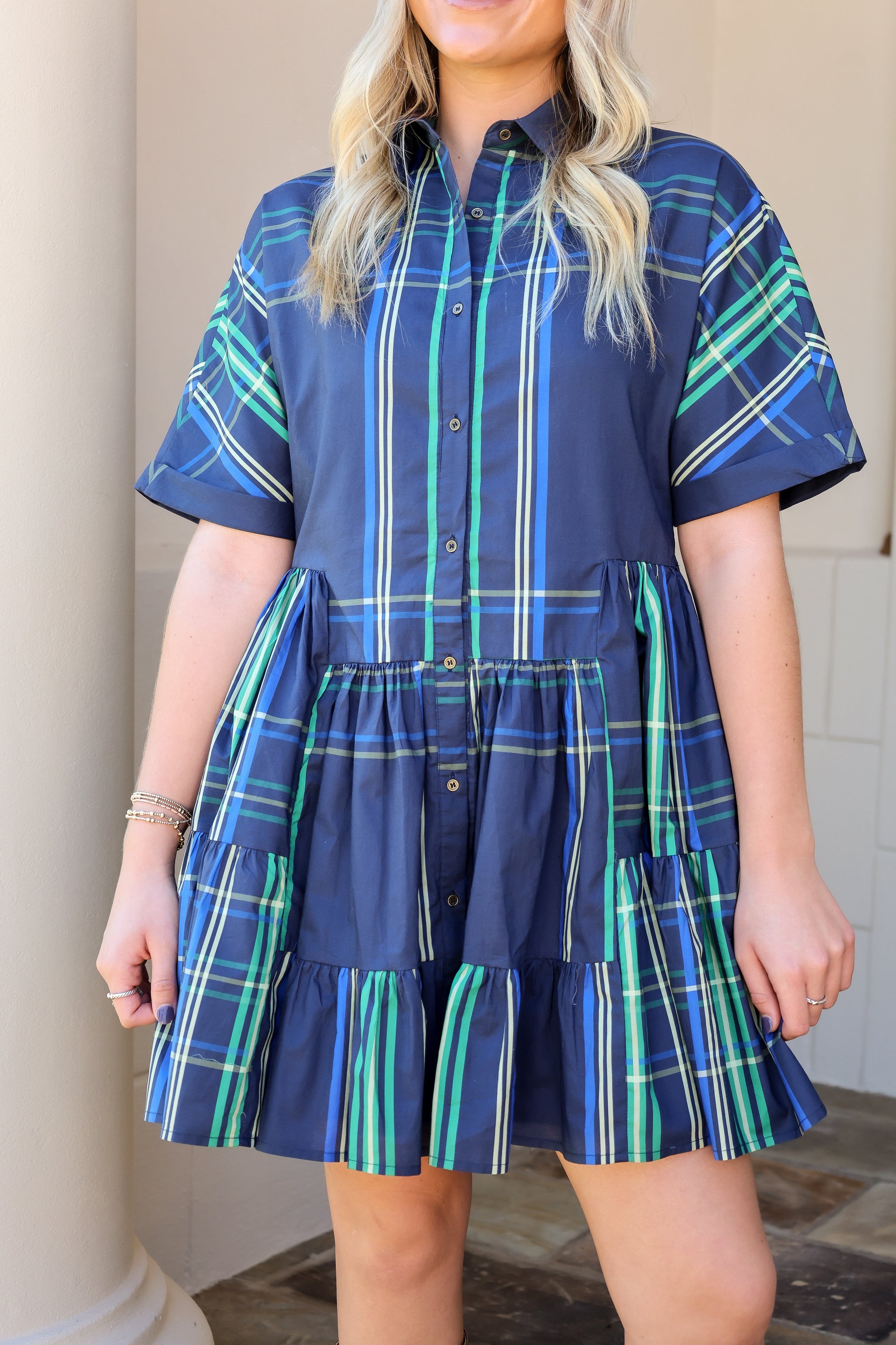 Plaid Mini Shirt Dress