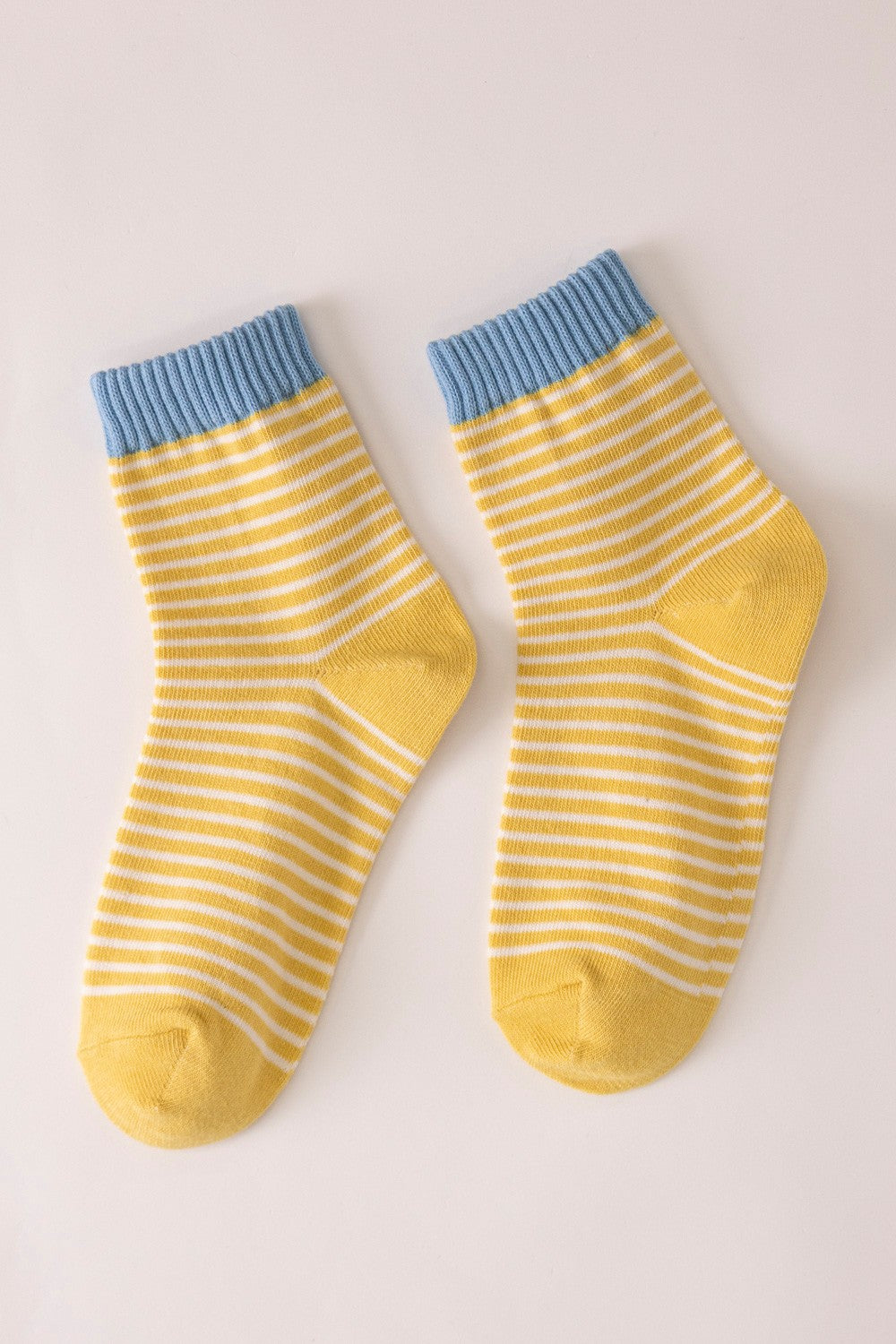 Striped Ankle Crew Socks - Yellow