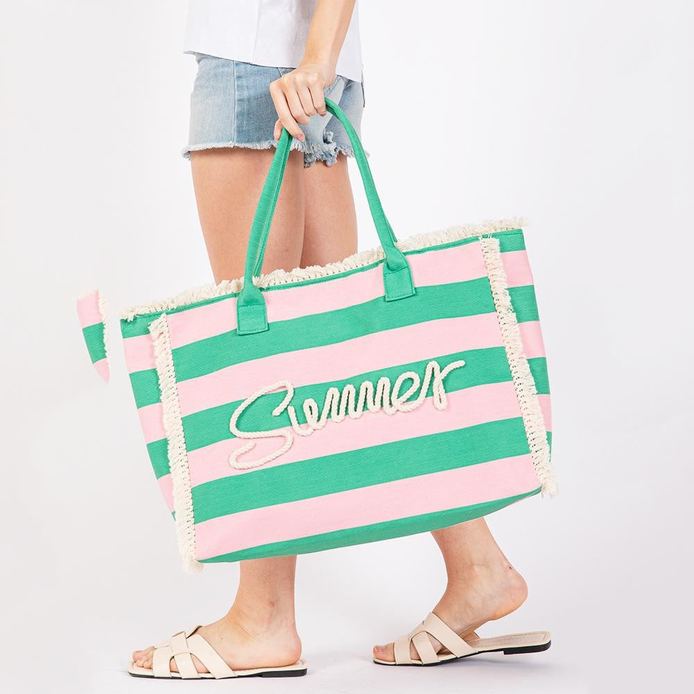 Summer Striped Tote Bag