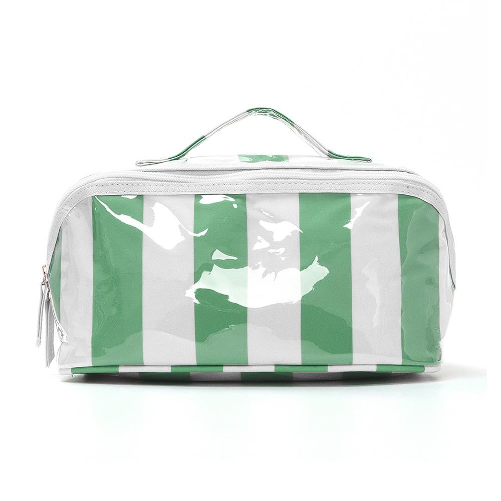Stripe Makeup Bag - Green/White