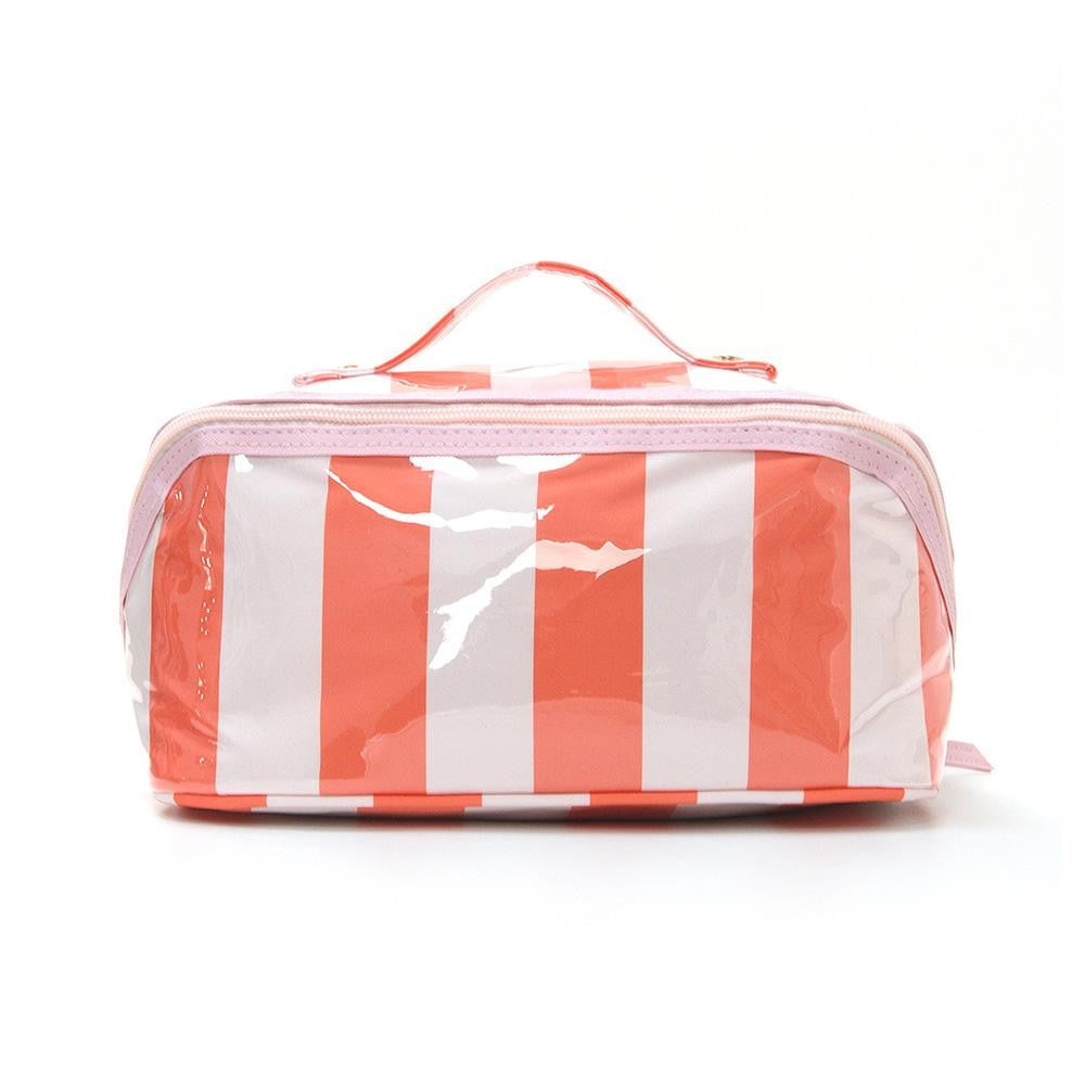 Stripe Makeup Bag - Red/Pink