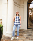 Gingham Top - Navy