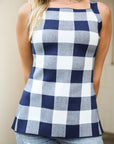 Gingham Top - Navy