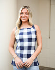 Gingham Top - Navy