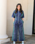 Plaid Pleated Jumpsuit