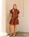 Rowan Ruffle Dress - Espresso