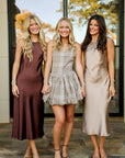 Sleeveless Satin Midi - Chestnut