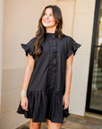 Rowan Ruffle Dress - Black